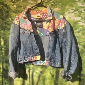VINTAGE patterned bright denim jacket 90s cowgirl